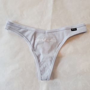 🔥💖NWT PINK Victoria's Secret thong panties Ribbed baby blue logo
